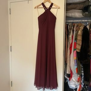 Cabernet Azazie Genevieve Halter Dress